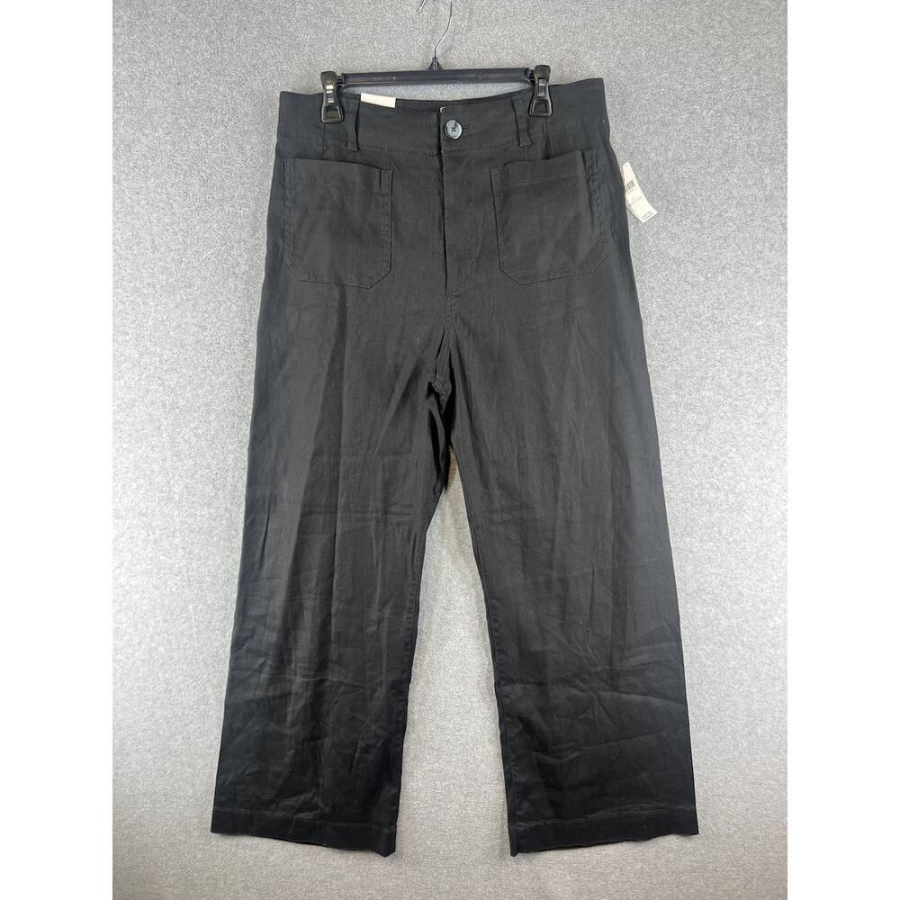 Anthropologie Maeve Colette Linen Edition Black Crop Pants Size 31 Tall